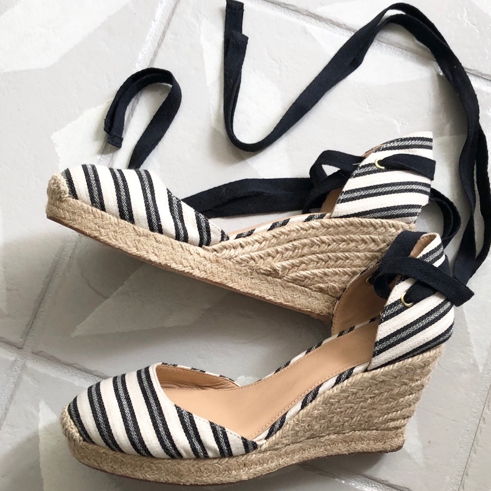 J Crew canvas wedge stripes espadrille sandal 7